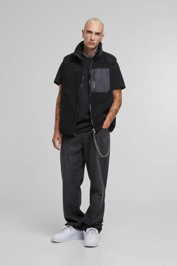 Urban Classics Sherpa Vest black Men Bodywarmers zwart Maat M Kleding