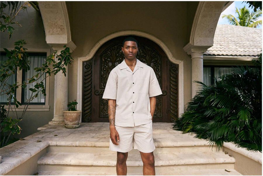 Urban Classics gestreepte regular fit short beige - Foto 3