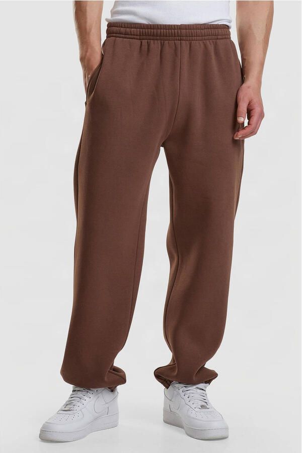 Urban Classics Fluffy Sweatpants Men Trainingsbroeken bruin Maat XS Kleding