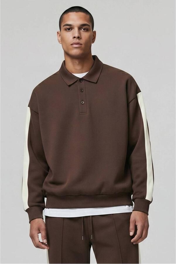 Urban Classics oversized gestreepte sweater bruin