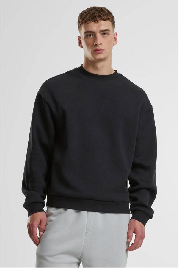 Urban Classics Fluffy Crewneck softpink Men Hoodies & Sweaters zwart Maat S Kleding
