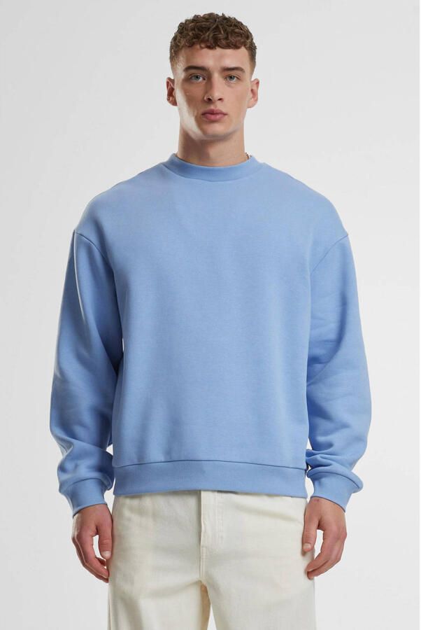 Urban Classics Fluffy Crewneck Men Hoodies & Sweaters blauw Maat XL Kleding