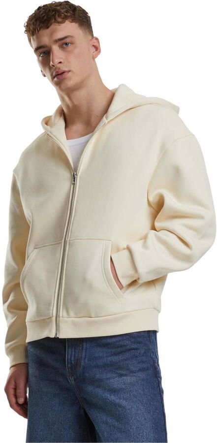 Urban Classics Fluffy Zip Hoody Men Hoodies & Sweaters beige Maat XL Kleding