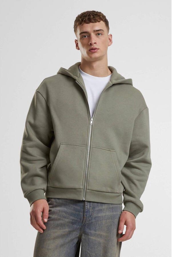 Urban Classics Fluffy Zip Hoody men Hoodies & Sweaters groen Maat XS Kleding - Foto 3