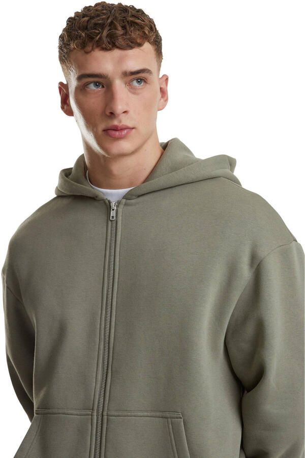Urban Classics Fluffy Zip Hoody men Hoodies & Sweaters groen Maat XS Kleding