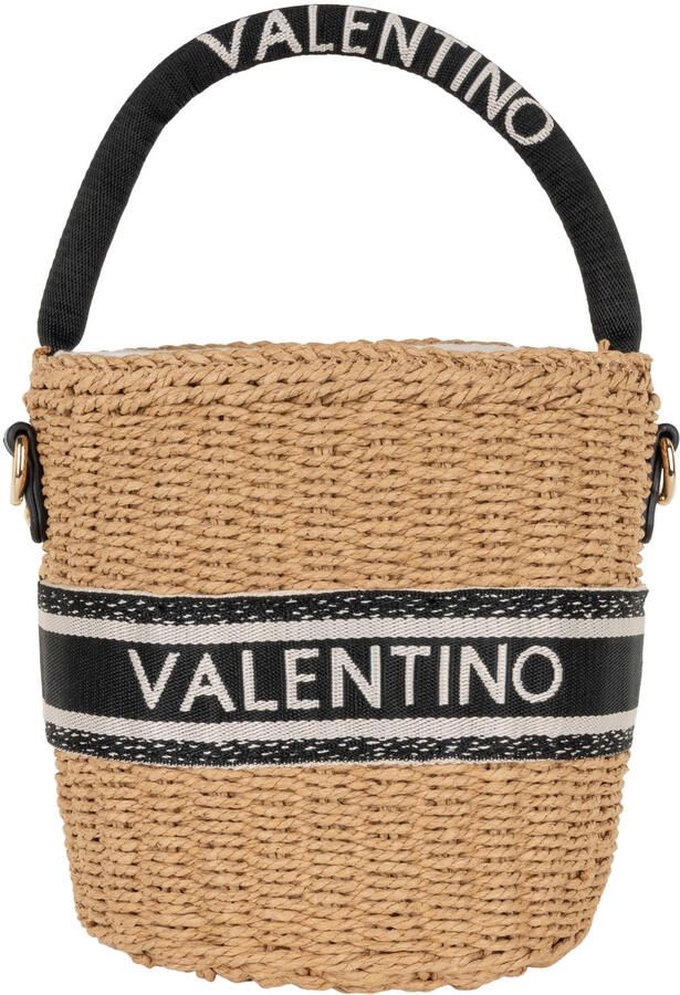 Valentino Bags raffia handtas Boho naturel zwart