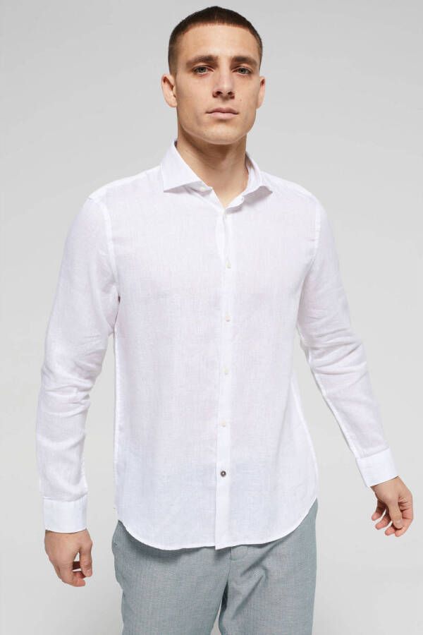 Van Gils linnen regular fit overhemd white uni