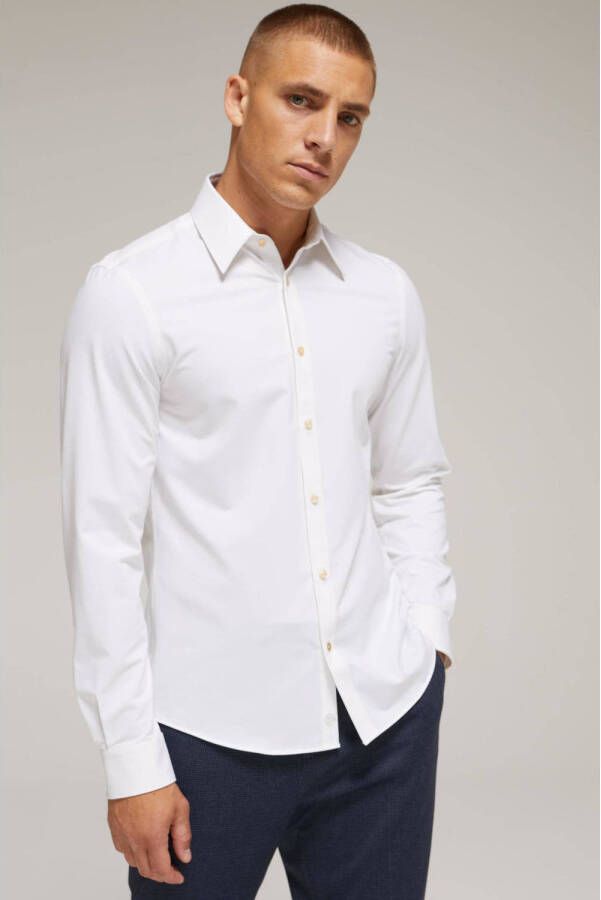WE Fashion slim fit overhemd white uni