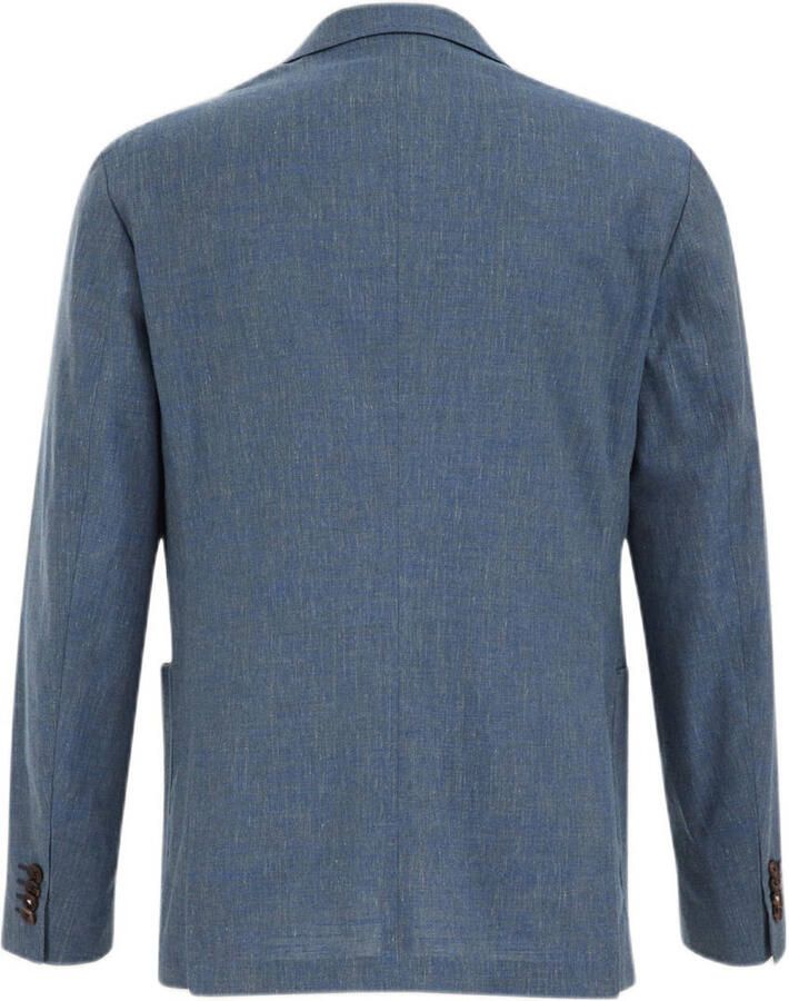 WE Fashion gemêleerd slim fit colbert met linnen blauw - Foto 2