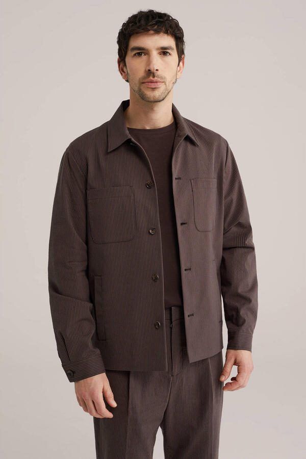 Van Gils gestreepte overshirt bruin