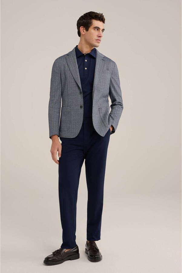 Van Gils slim fit colbert met all over print heavy blue