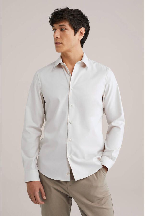 WE Fashion slim fit overhemd moonbeam