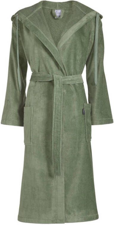 Vandyck unisex badstof badjas Rio met capuchon olijfgroen
