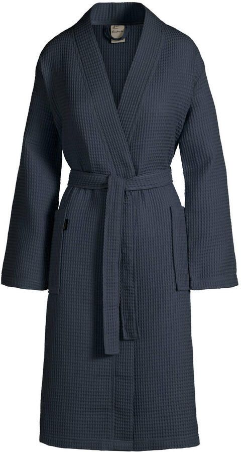 Vandyck unisex badjas Biarritz met wafelstructuur donkerblauw