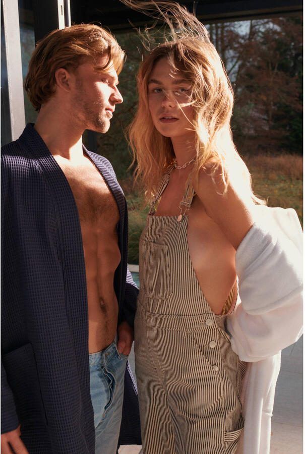 Vandyck unisex badjas Biarritz met wafelstructuur donkerblauw - Foto 3