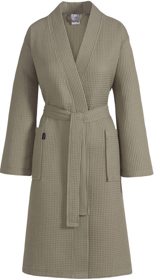 Vandyck unisex badjas Biarritz met wafelstructuur taupe