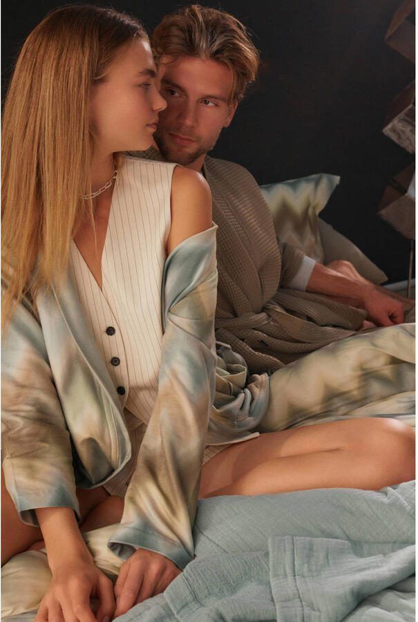 Vandyck unisex badjas Biarritz met wafelstructuur taupe - Foto 2