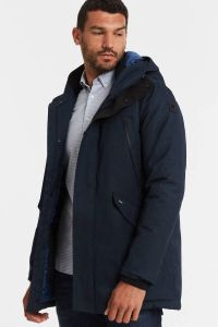 Vanguard winterjas donkerblauw effen rits + knoop normale fit