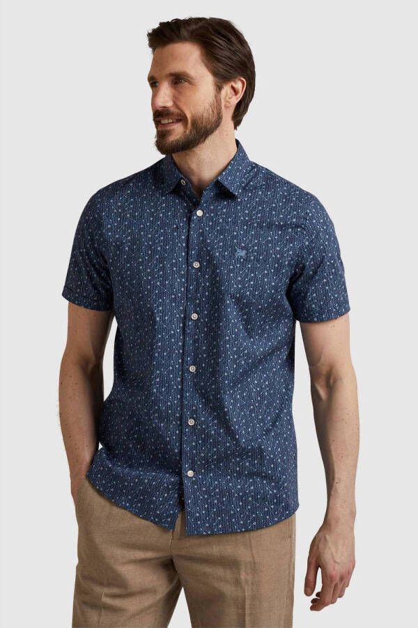 Vanguard regular fit overhemd met all over print donkerblauw