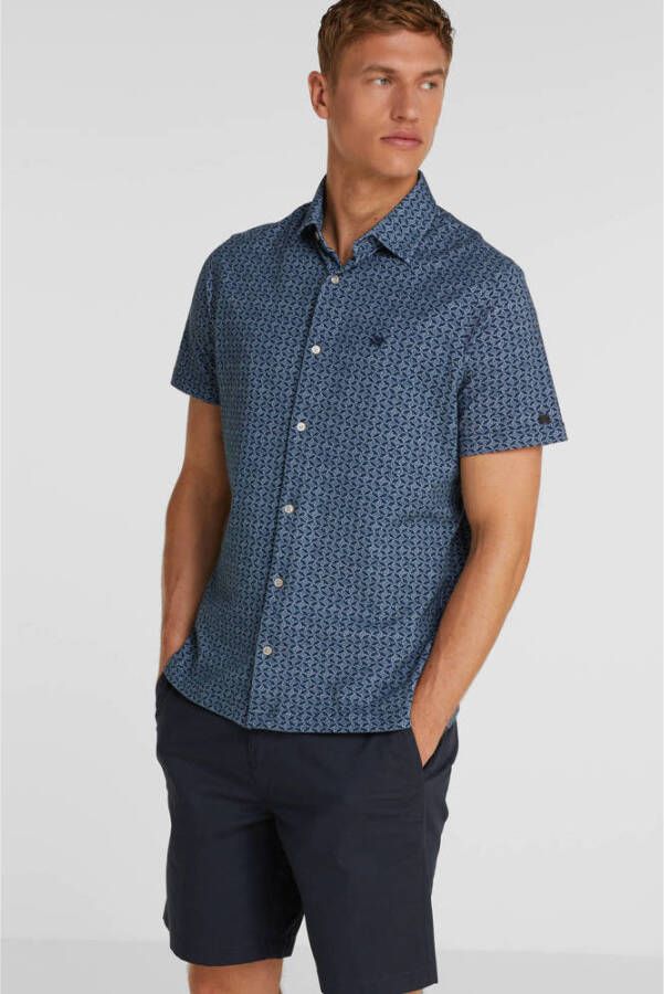 Vanguard slim fit overhemd met all over print 5116 blauw