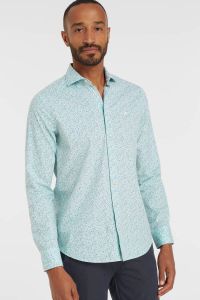Vanguard slim fit overhemd met all over print turquoise