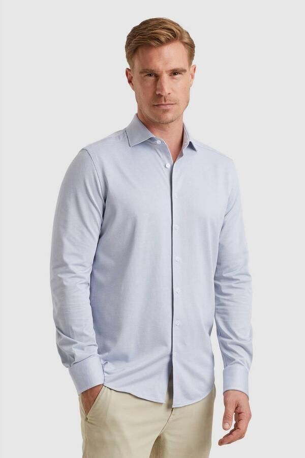 Vanguard Lange Mouw Oxford Jersey Shirt Blue Heren