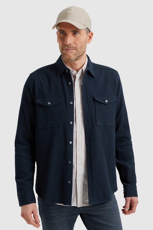Vanguard Lange Mouw Super Structuur Shirt Blue Heren