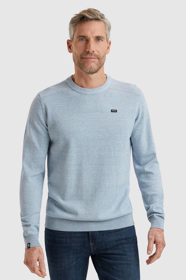 Vanguard Ronde Hals Katoen Linnen Pullover Blue Heren