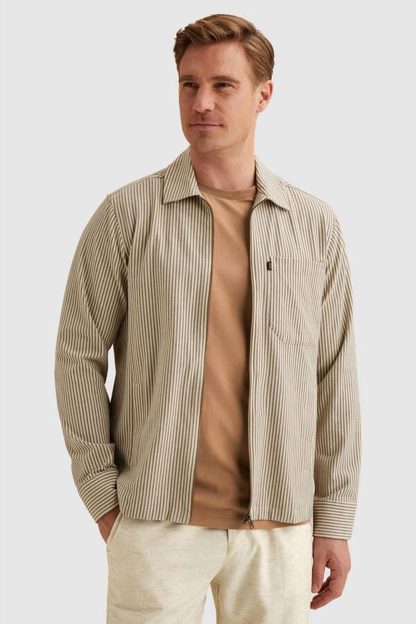 Vanguard gestreept overshirt met linnen beige