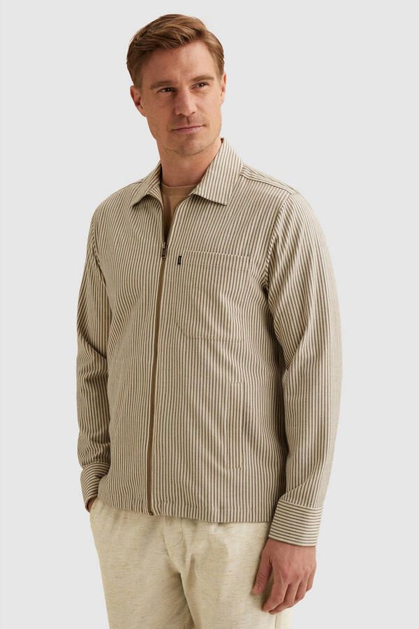 Vanguard gestreept overshirt met linnen beige - Foto 2