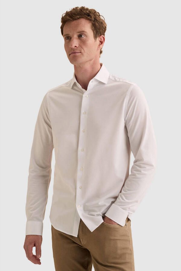 Vanguard jersey regular fit oxford overhemd wit