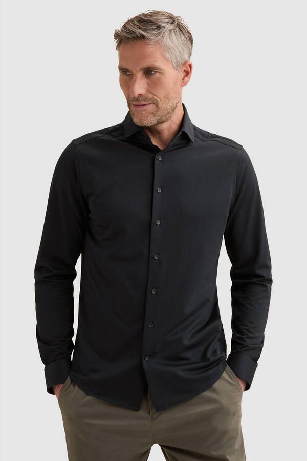 Vanguard jersey regular fit zakelijk oxford overhemd donkerblauw