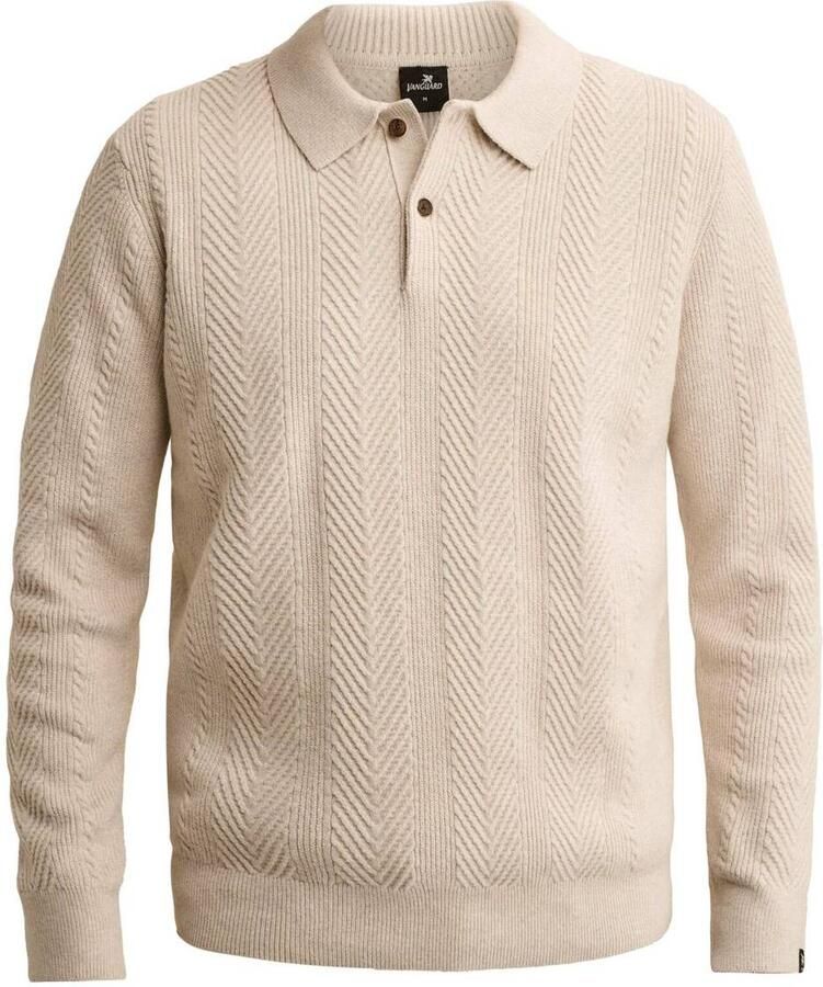 Vanguard katoenen regular fit gebreide trui beige