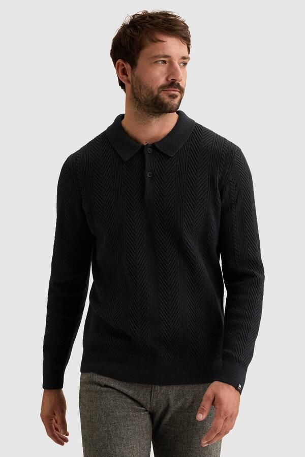 Vanguard katoenen regular fit gebreide trui dark navy
