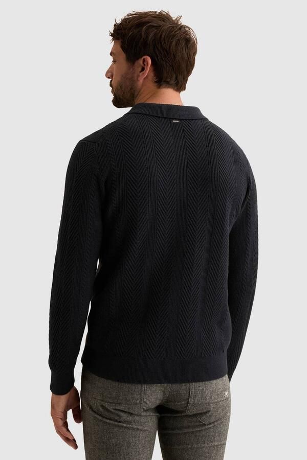 Vanguard katoenen regular fit gebreide trui dark navy - Foto 3