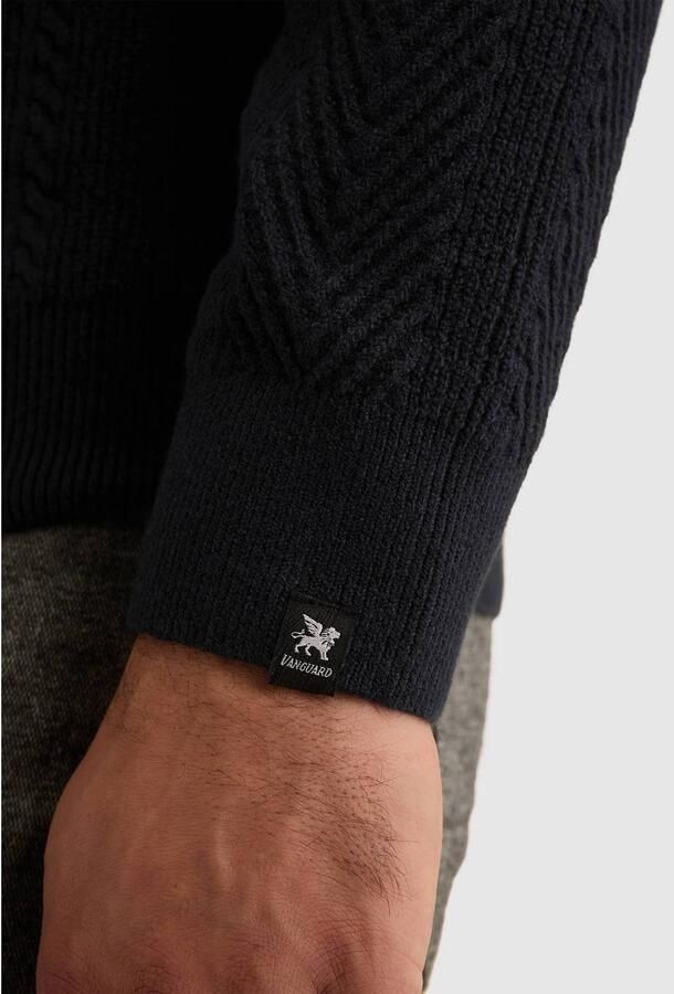 Vanguard katoenen regular fit gebreide trui dark navy - Foto 2