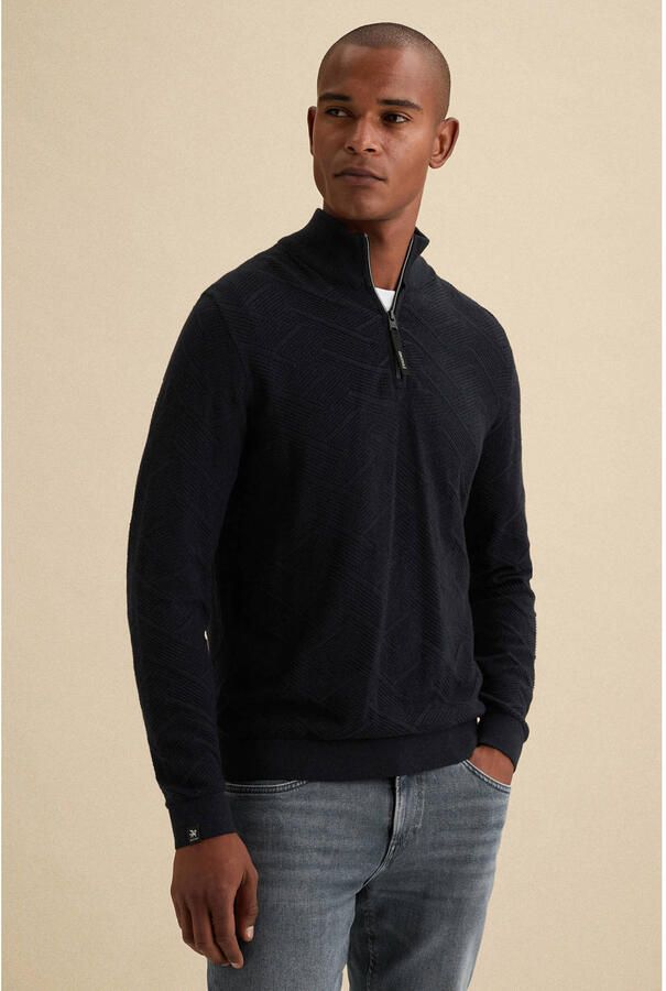 Vanguard katoenen regular fit gebreide trui donkerblauw