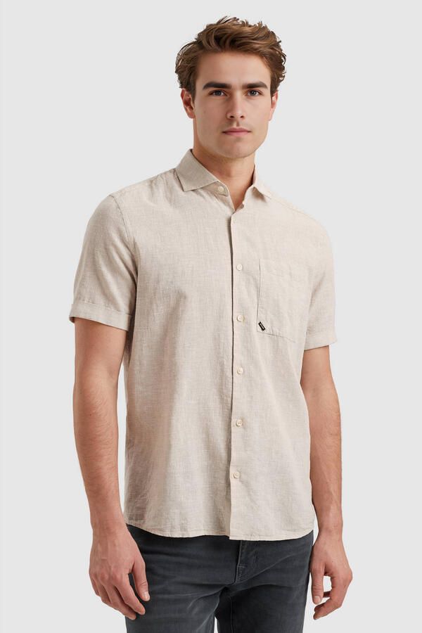 Vanguard Overhemd Lange Mouw Short Sleeve Overhemd Linnen Blend Ecru