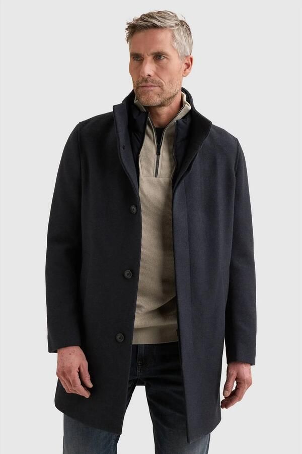 Vanguard mantel met wol donkerblauw