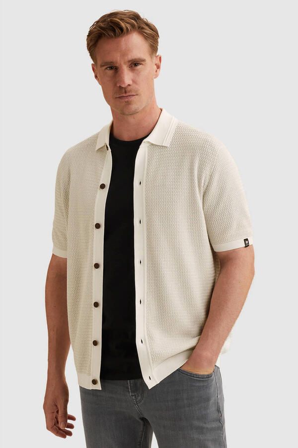 Vanguard Polo Shirt Korte Mouw Short Sleeve Cardigan Ecru