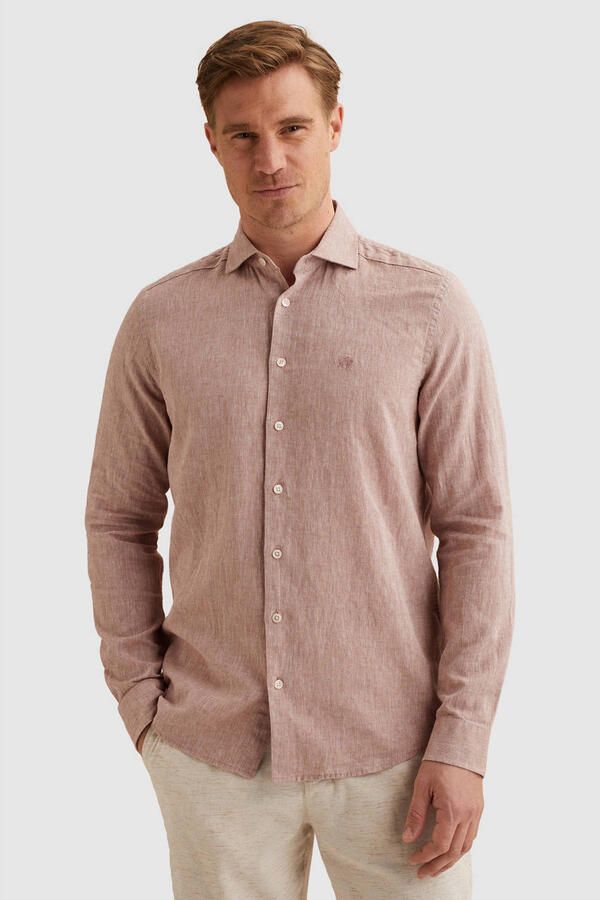 Vanguard regular casual overhemd met linnen oudroze