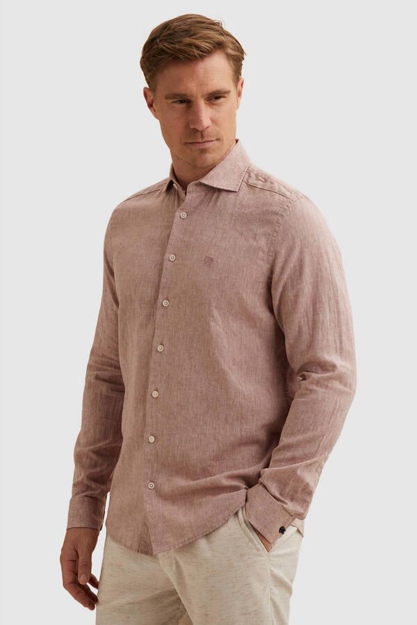 Vanguard regular casual overhemd met linnen oudroze - Foto 3