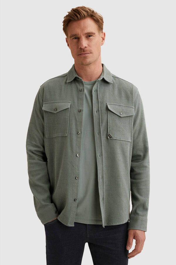 Vanguard regular casual overhemd met textuur grijsgroen