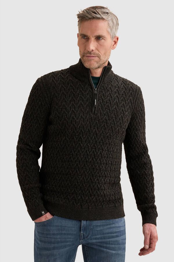 Vanguard regular fit gebreide trui met wol zwart