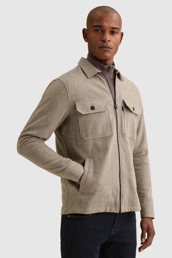 Vanguard regular fit gemêleerd overshirt beige