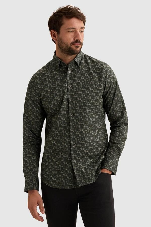 Vanguard regular fit overhemd met print donkergroen