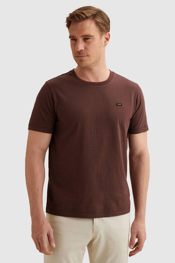 Vanguard regular gestreept T-shirt roodbruin