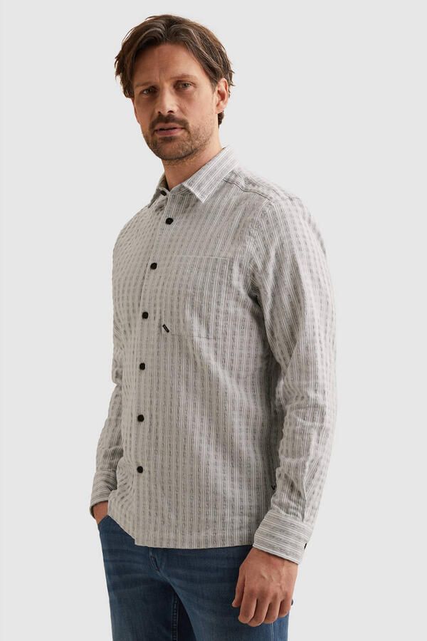 Vanguard regular gestreepte casual overhemd grijsblauw met textuur - Foto 3