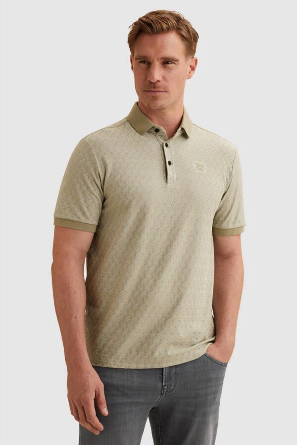 Vanguard Polo Shirt Korte Mouw Knitted Poloshirt Jacquard Print Groen