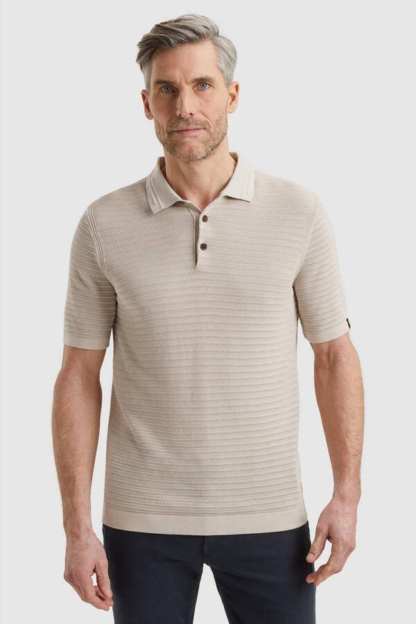 Vanguard regular polo met ingebreid patroon beige